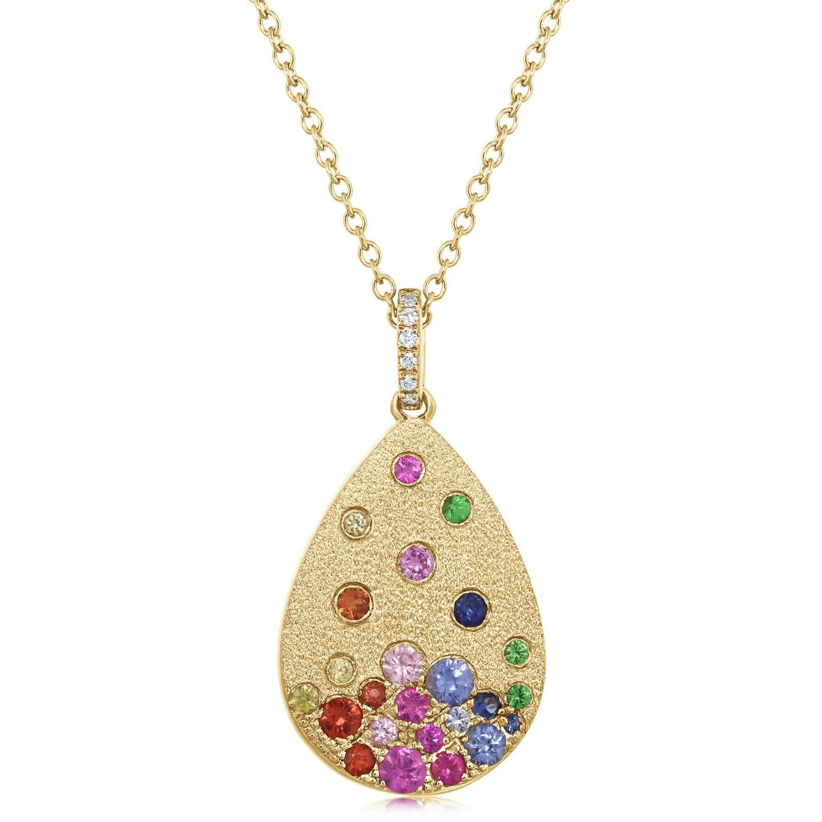 DILAMANI Rainbow Confetti Pear Shape Pendant Necklace