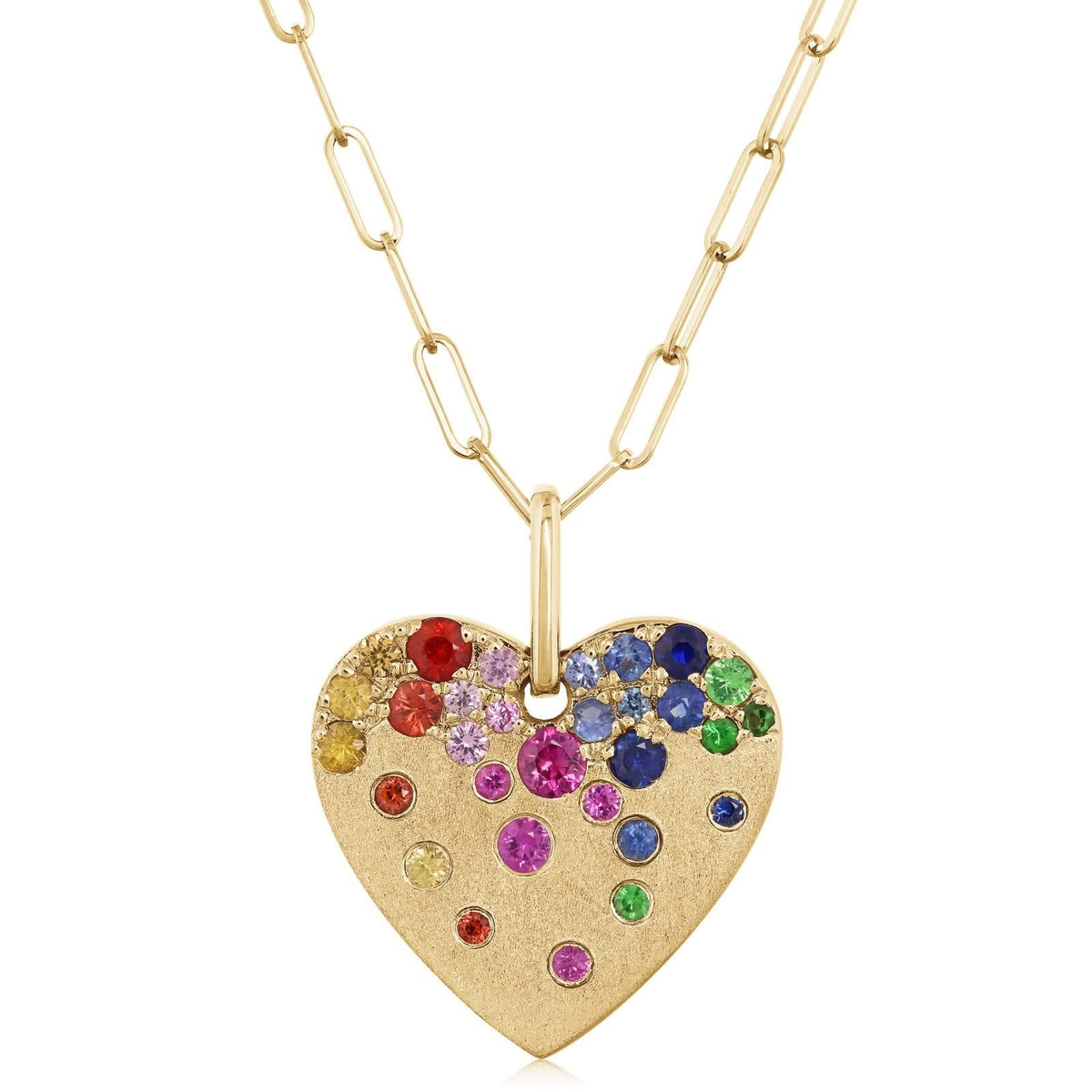 DILAMANI Rainbow Confetti Heart Shape Pendant Paperclip Necklace