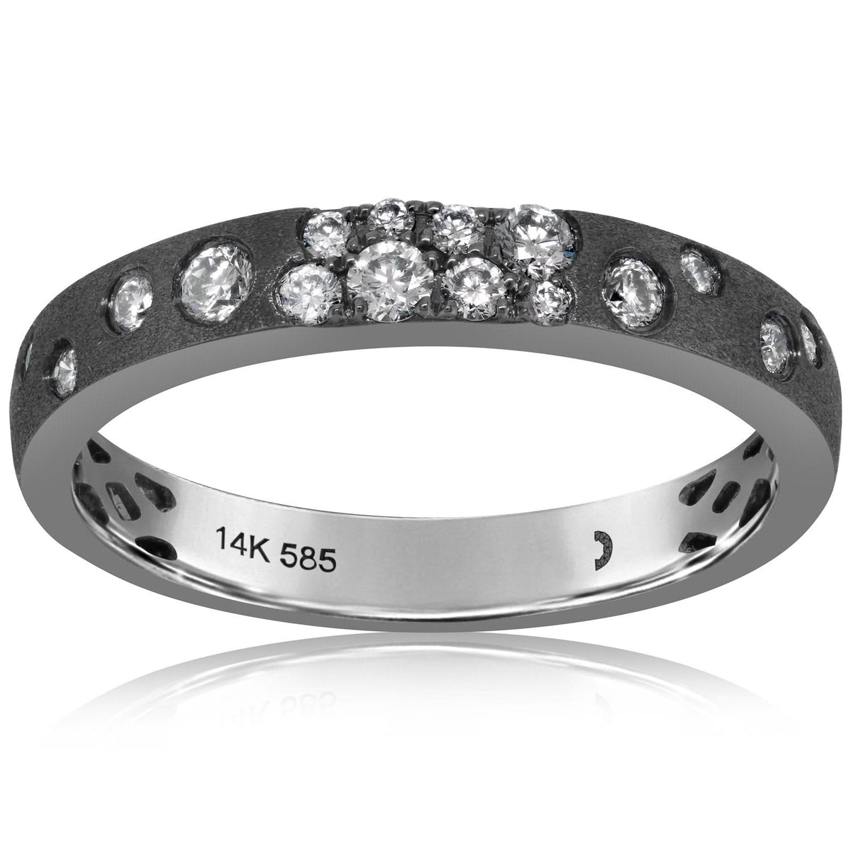 DILAMANI Black Gold Diamond Confetti Narrow Band