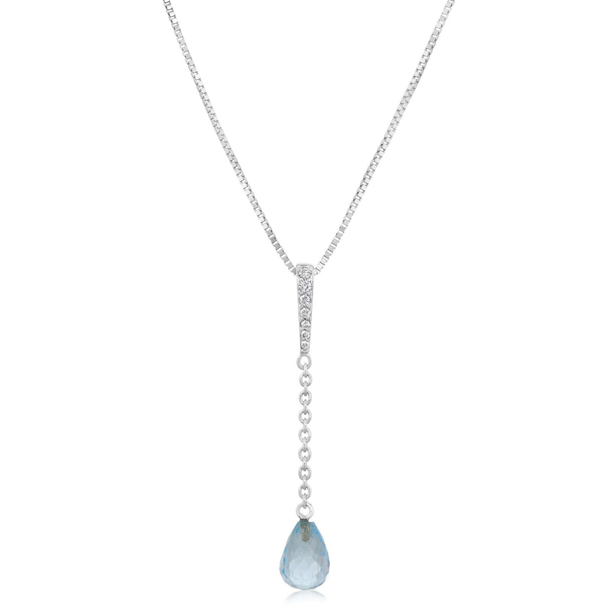 Estate Blue Topaz Briolette & Diamond Necklace