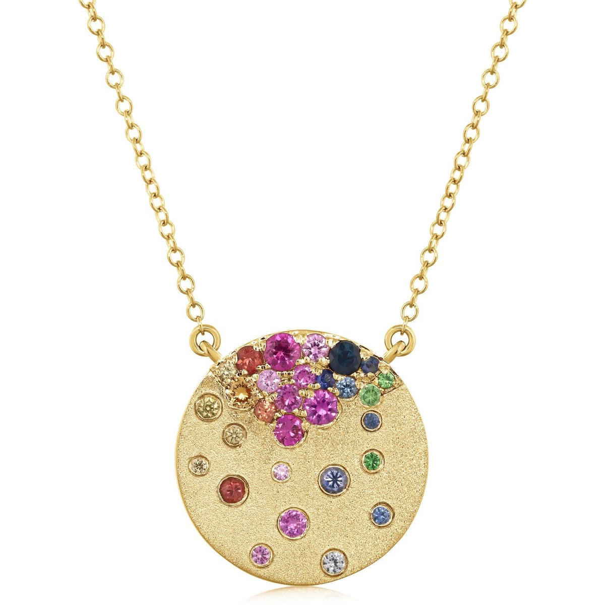 DILAMANI Rainbow Confetti Disc Pendant Necklace