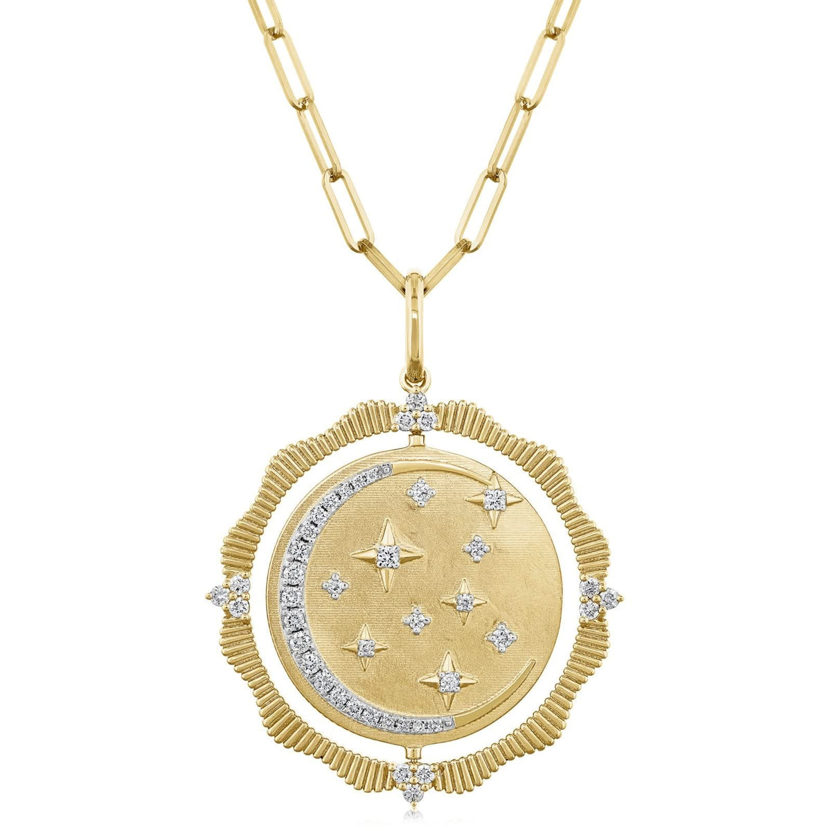 DILAMANI Diamond Celestial Flip Disc Pendant