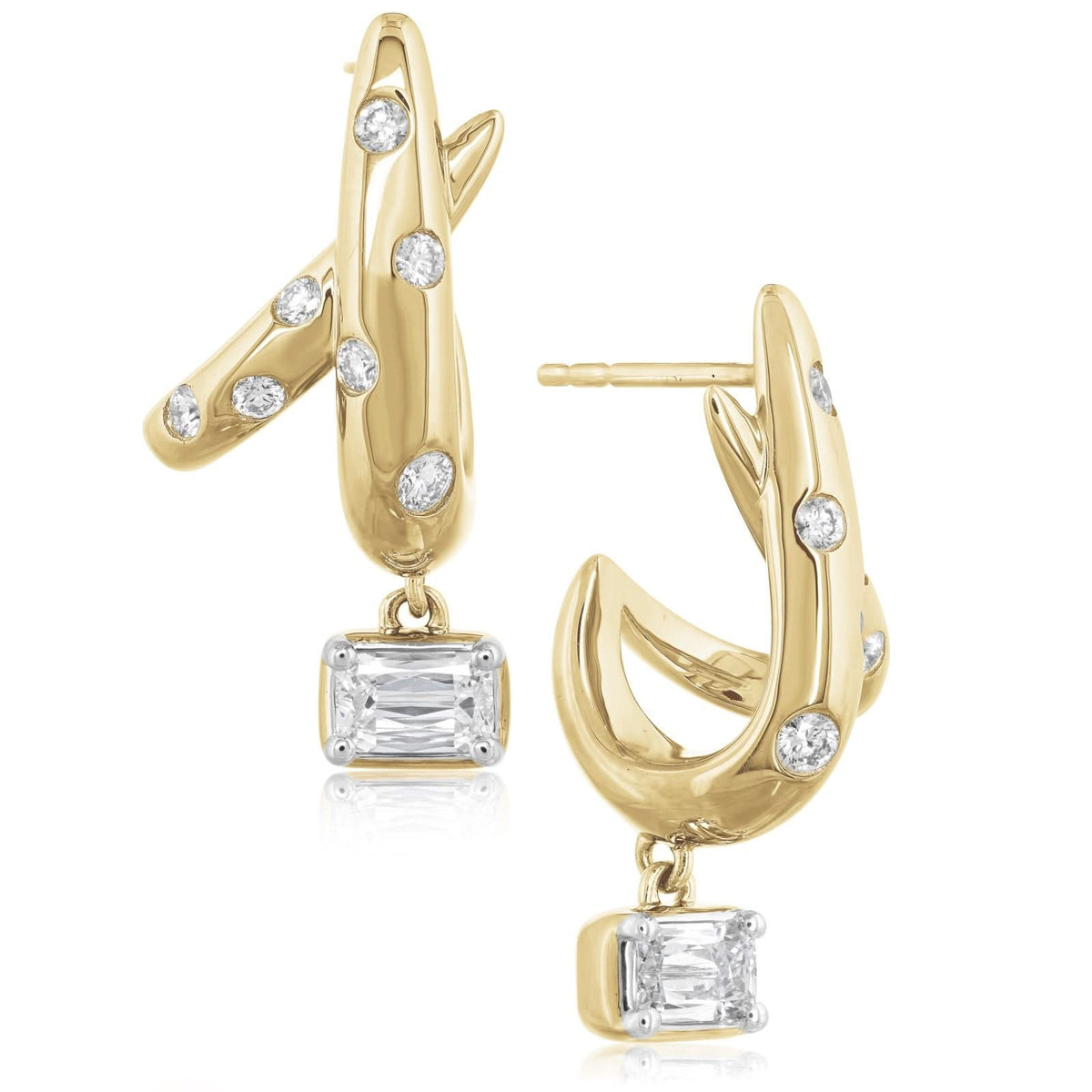 KWIAT Cobblestone Ashoka Diamond Crossover Huggies