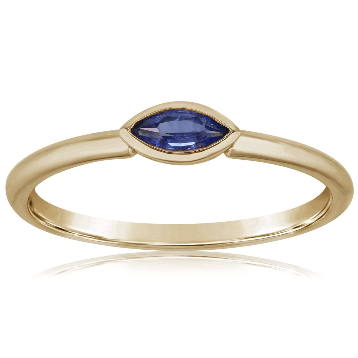 Bezel Set Marquise Cut Blue Sapphire Ring