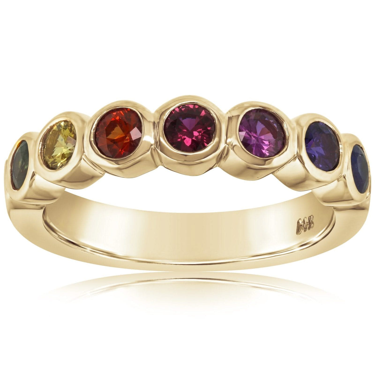 Bezel Set Rainbow Sapphire Ring