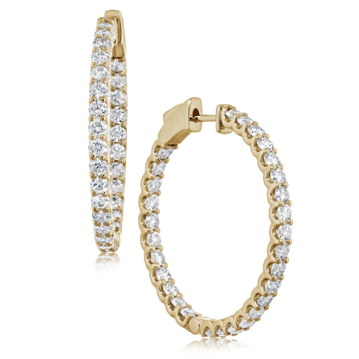 3 Carat Inside Outside Diamond Hoop Earrings