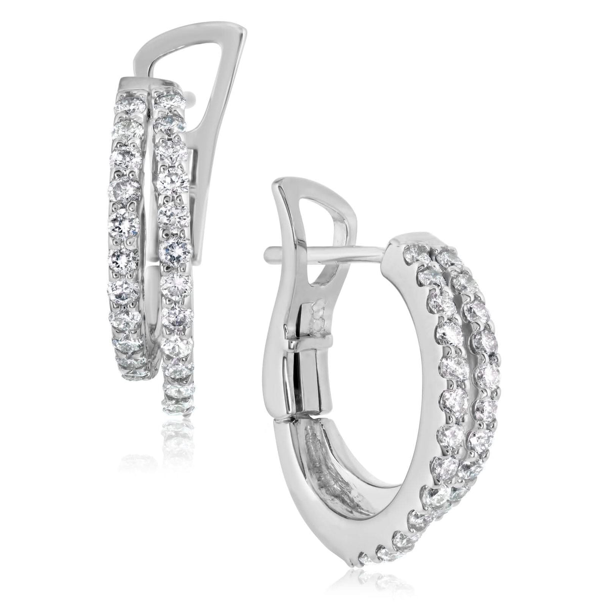 Two Row Diamond Huggie Hoops