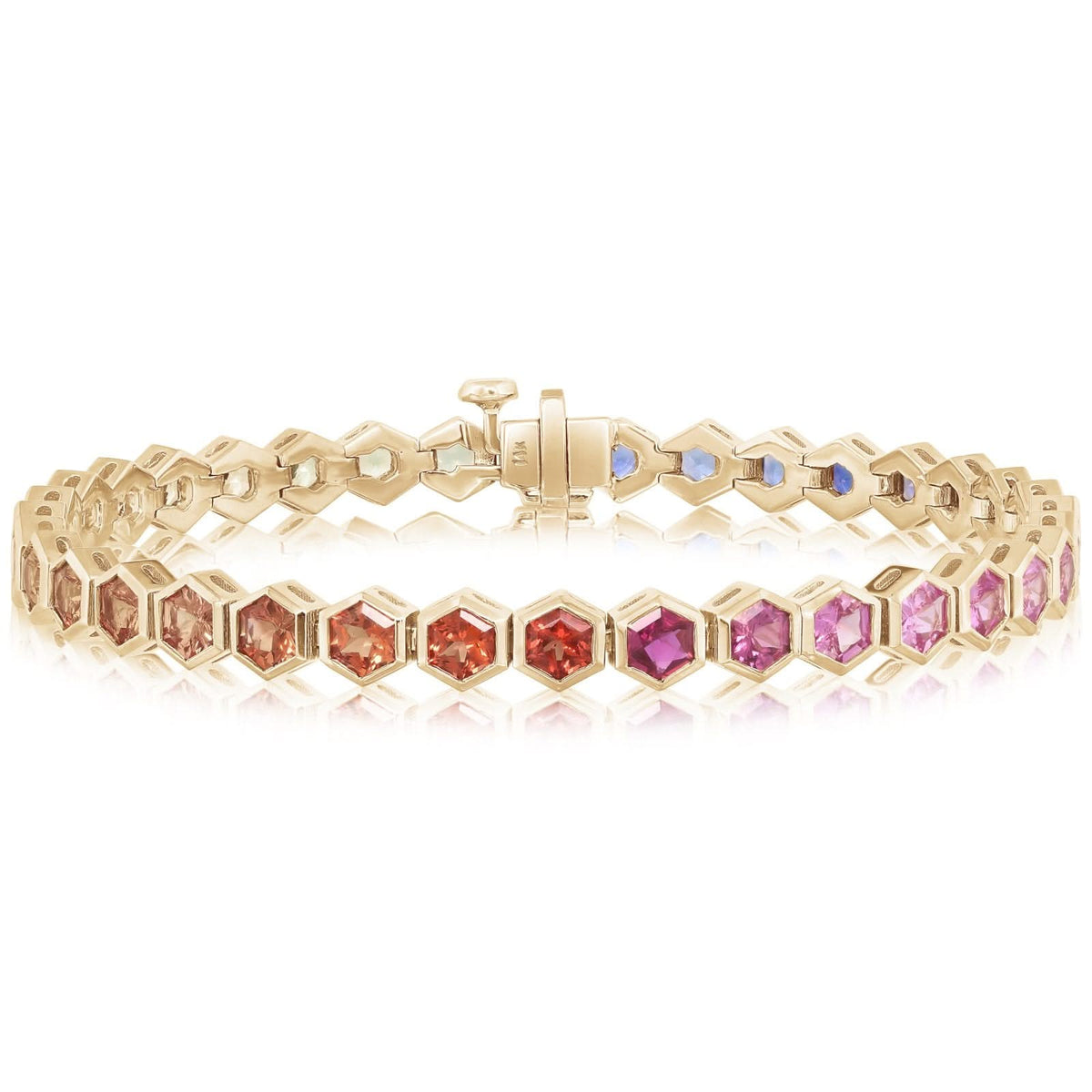 Hexagon Rainbow Sapphire Bracelet