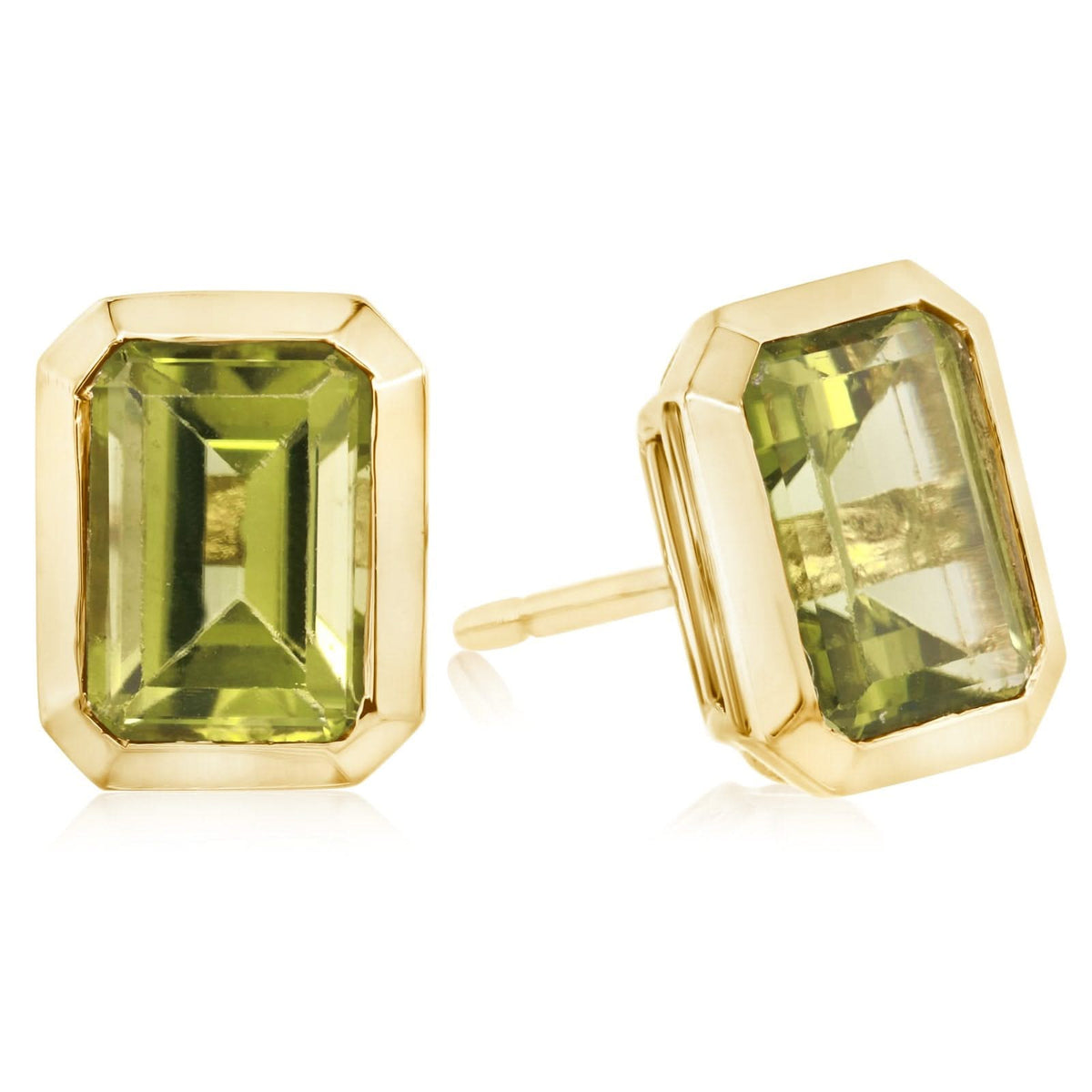 Large Peridot Bezel Set Studs