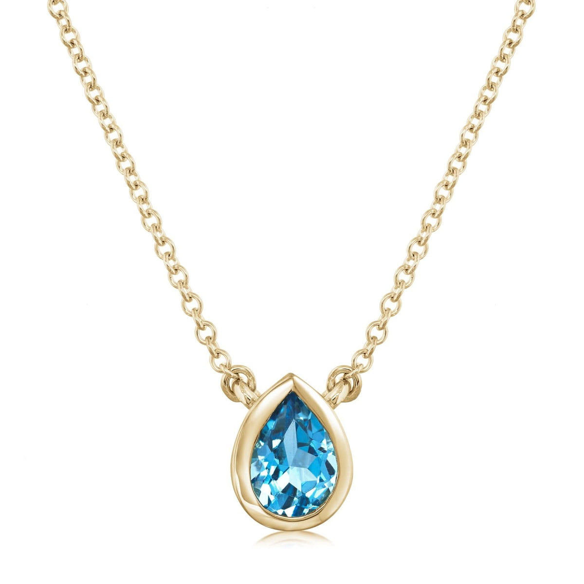 Pear Shape Blue Topaz Pendant Necklace