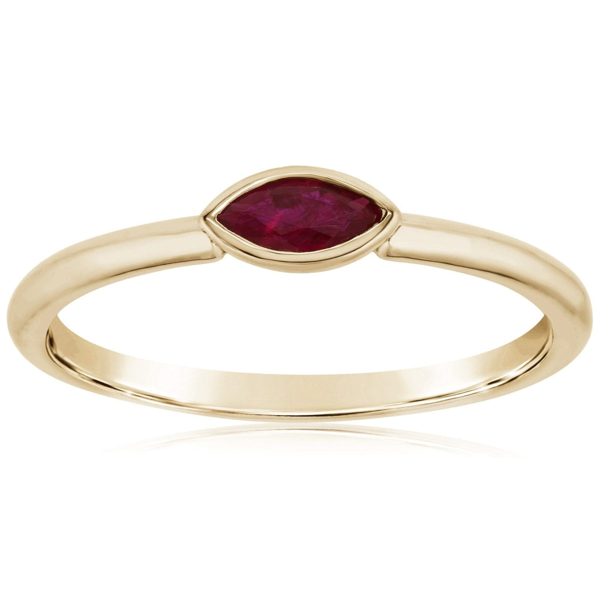 Bezel Set Marquise Cut Ruby Ring