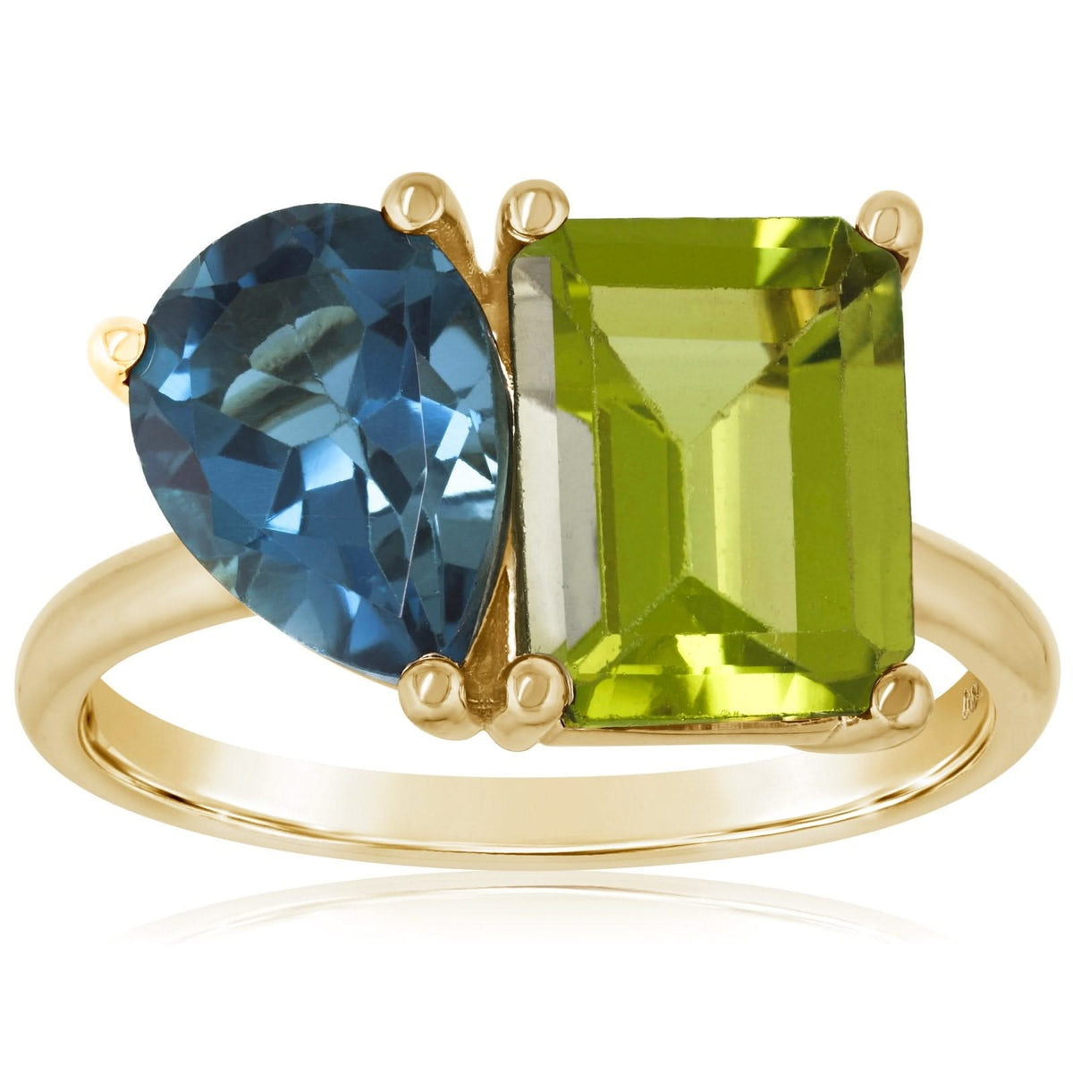 London Blue Topaz & Peridot Toi Et Moi Ring