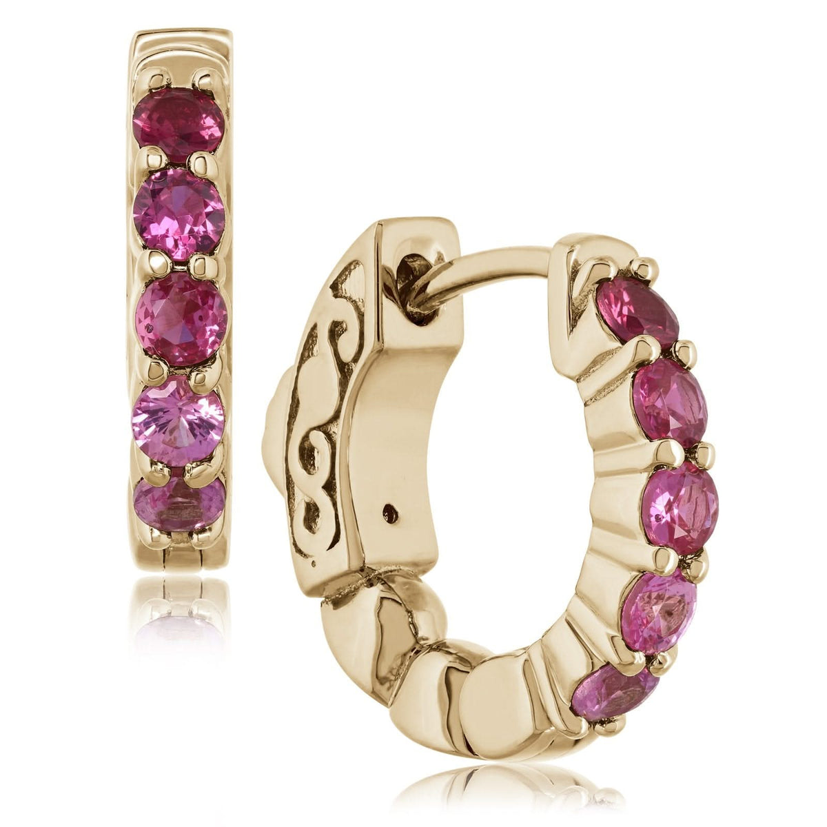 Ombre Pink Sapphire Huggie Hoops