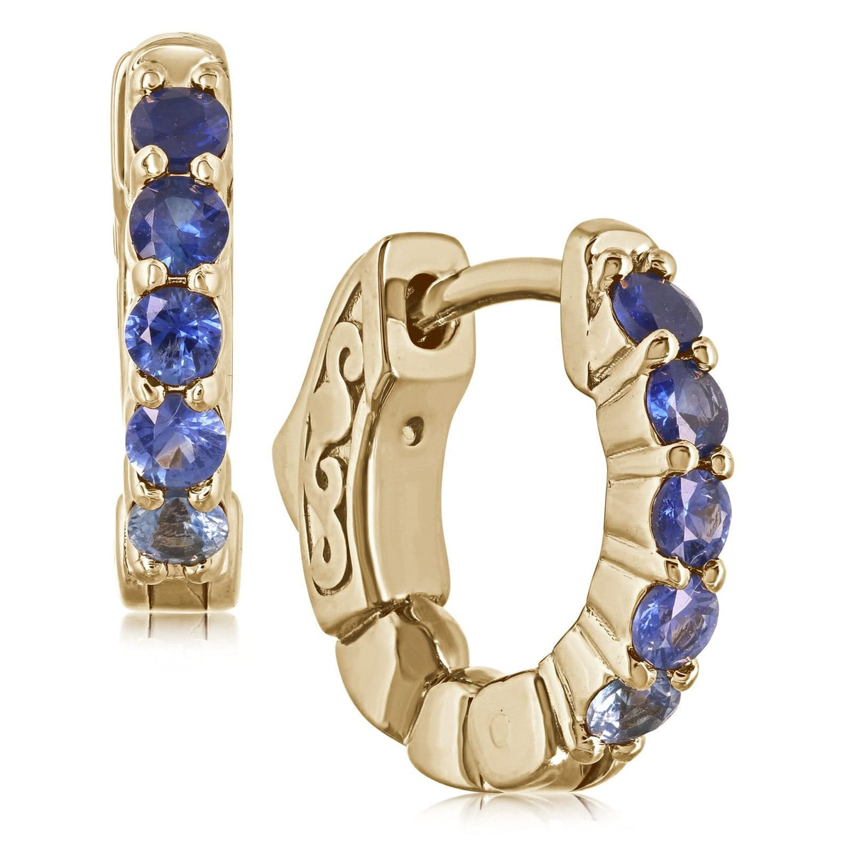 Ombre Blue Sapphire Huggie Hoops