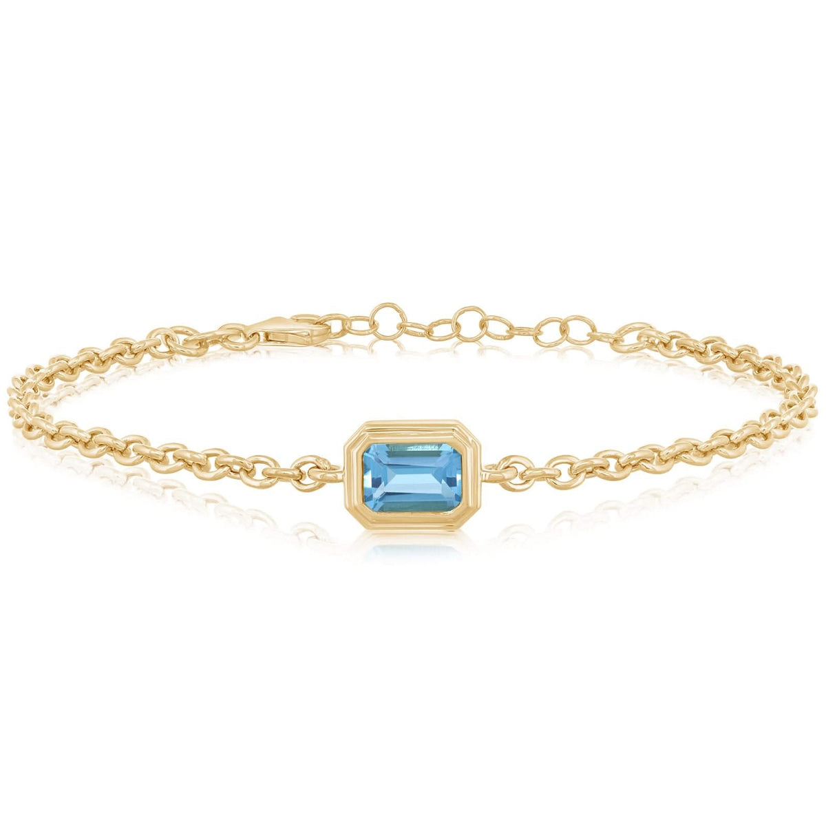 Bezel Set Swiss Blue Topaz Bracelet