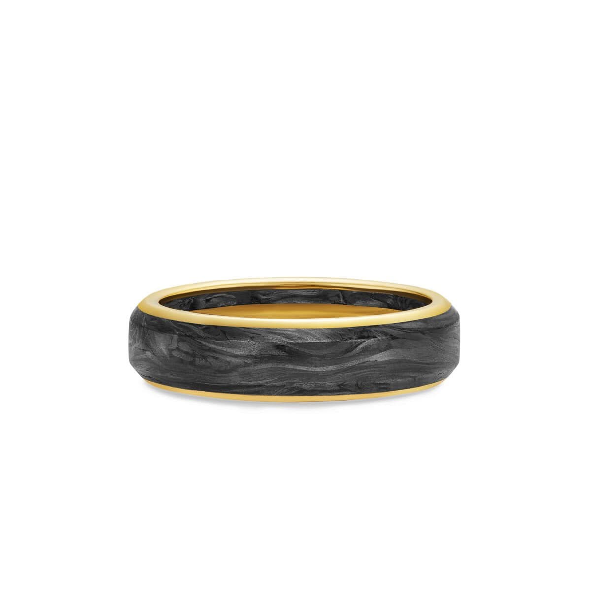 Streamline® Band Ring in 18K Yellow Gold with Forged Carbon, 6mm