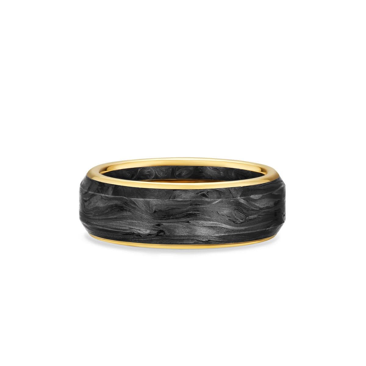 DAVID YURMAN Streamline® Band Ring in 18K Yellow Gold with Forged Carbon, 8mm