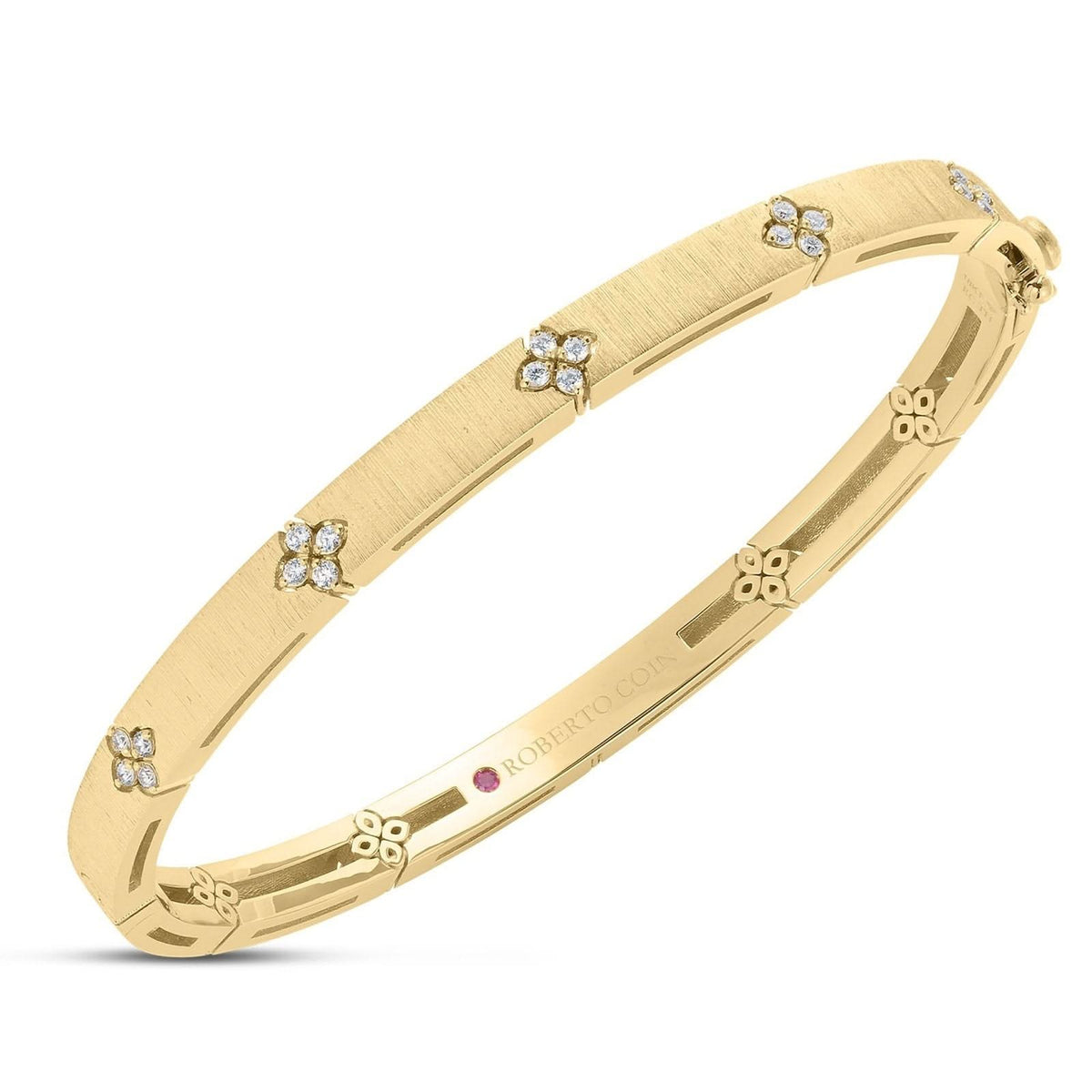 ROBERTO COIN Love in Verona Narrow Width Diamond Accent & Satin Finish Bangle