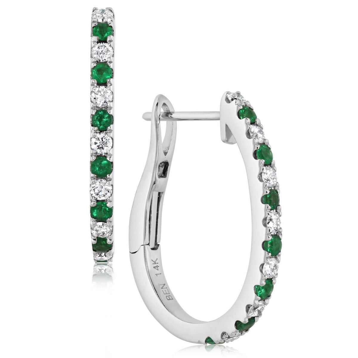 Emerald & Diamond Hoop Earrings