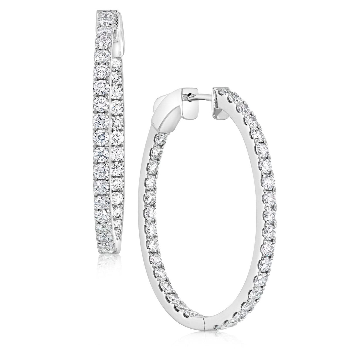 1.70 Carat Diamond Inside Outside Hoop Earrings