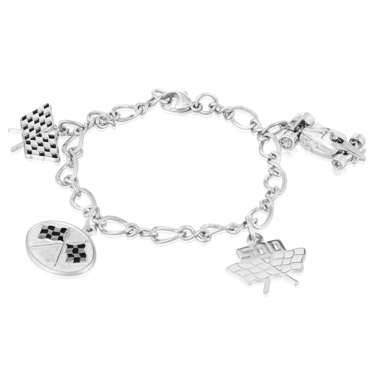 Silver 7" Racing Charm Bracelet