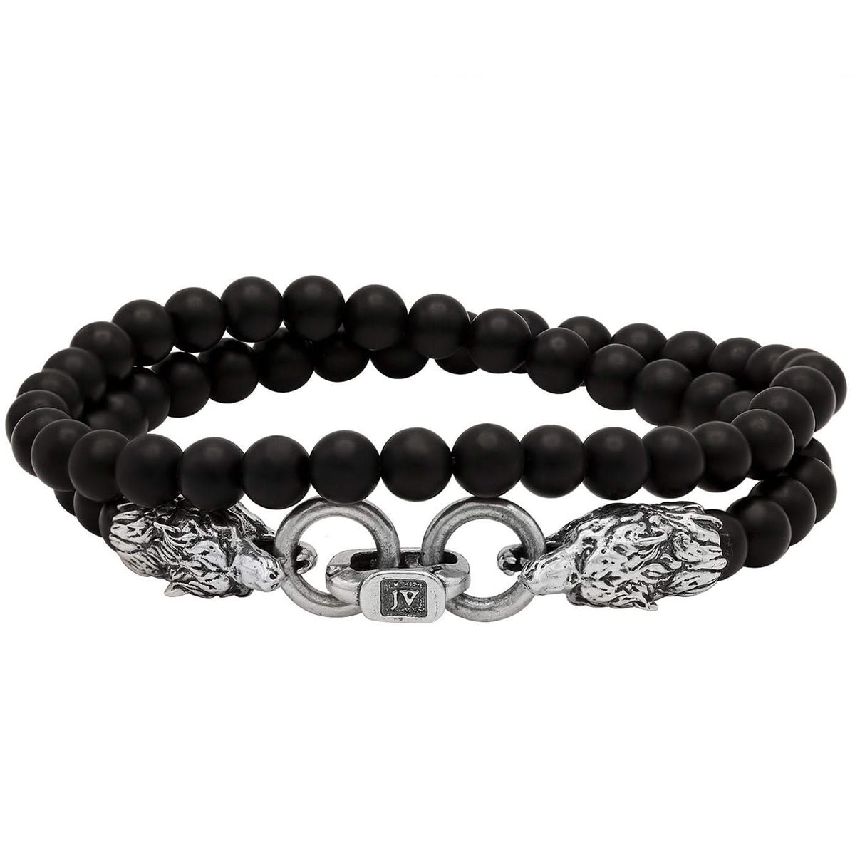 JOHN VARVATOS Black Onyx Bead Double Wrap Bracelet