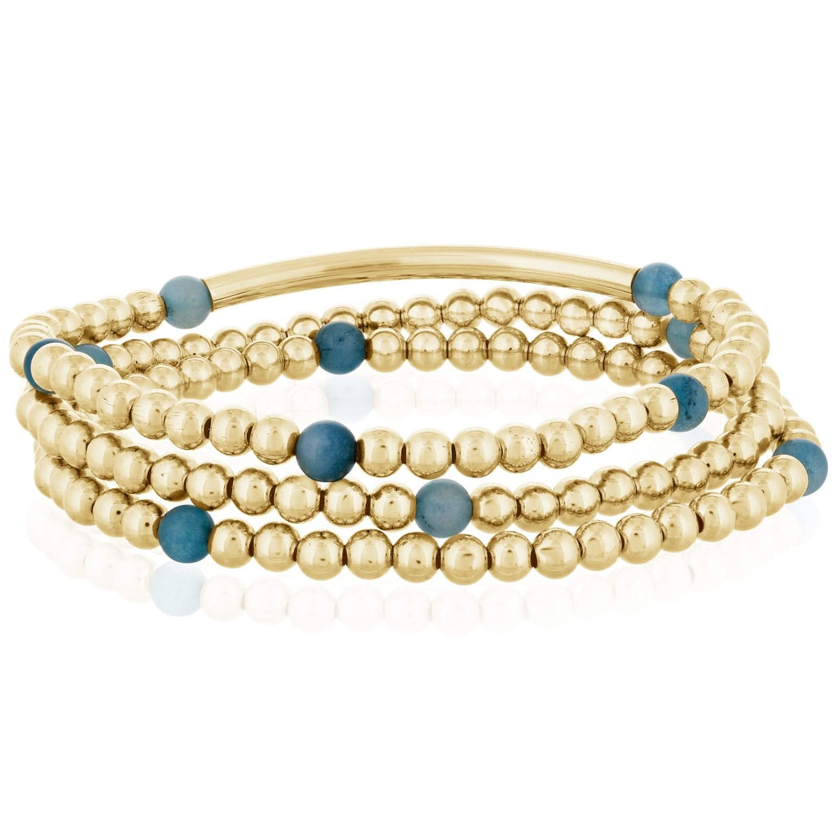 Aquamarine & Gold Bead Bracelet Stack