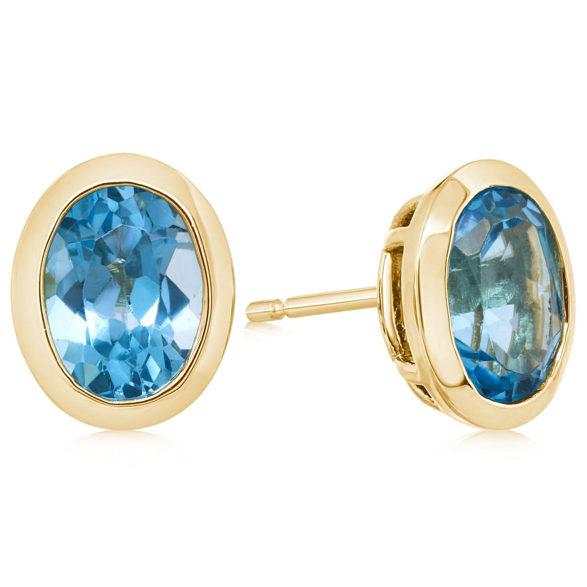 Bezel Set Swiss Blue Topaz Earrings