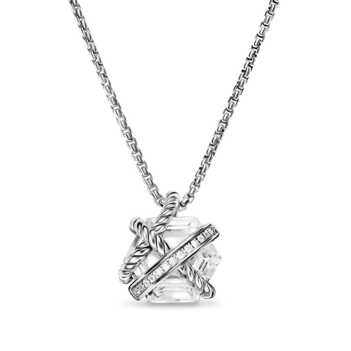 DAVID YURMAN Cable Wrap Necklace in Sterling Silver with Crystal and Diamonds, 12.5mm