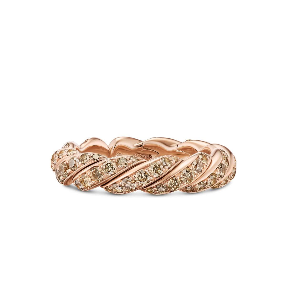 DAVID YURMAN Sculpted Cable Flex Band Ring in 18K Rose Gold with Cognac Diamonds, 5mm