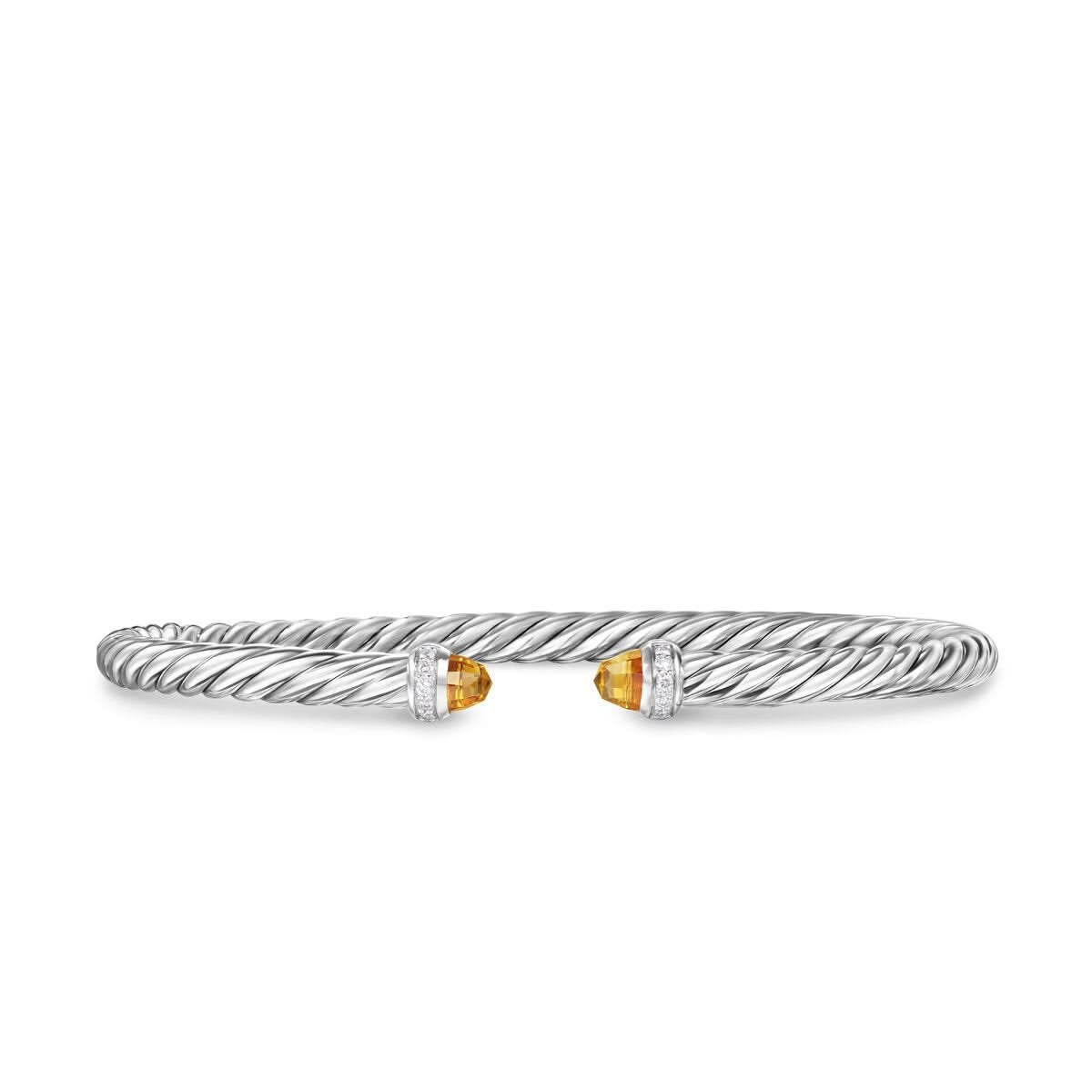 DAVID YURMAN Cablespira Flex® Bracelet in Sterling Silver with Citrine and Diamonds, 4mm