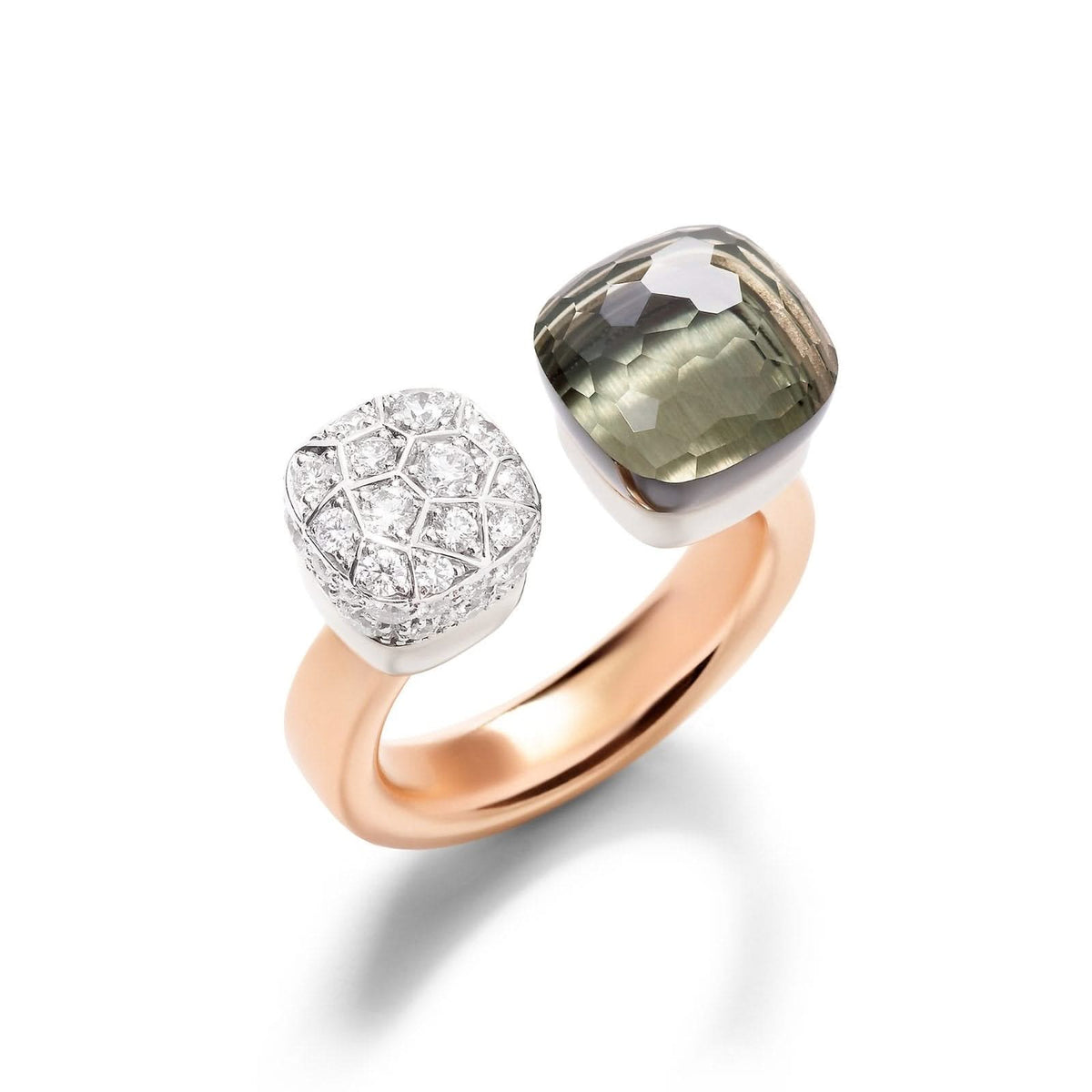 POMELLATO Nudo Prasiolite & Pave Diamond Ring