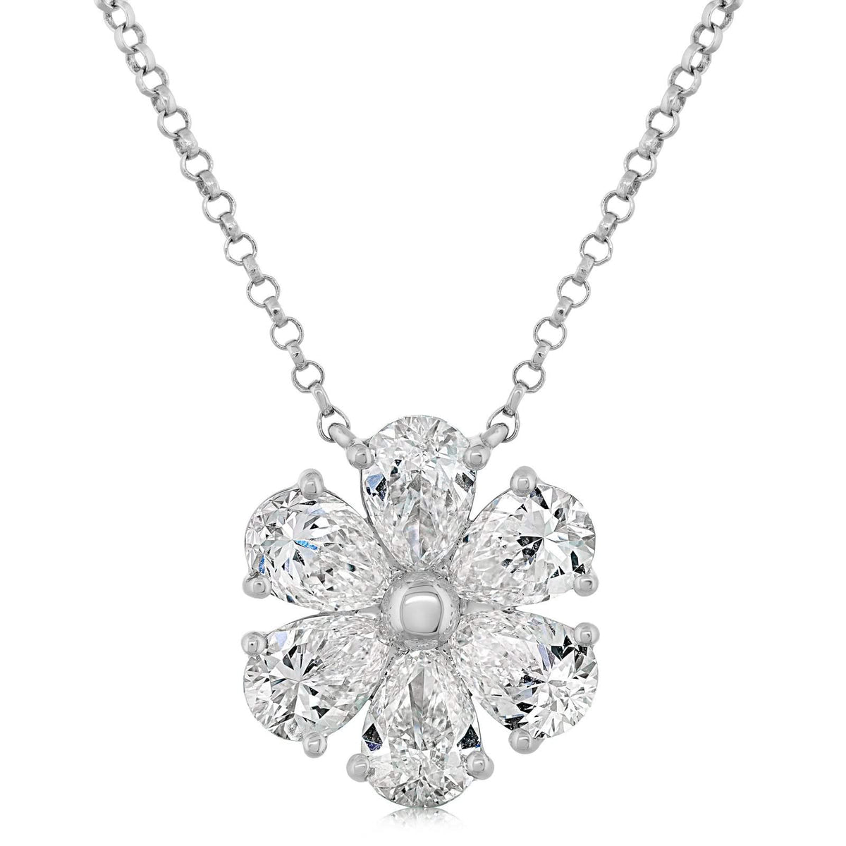 Diamond Flower Pendant Necklace