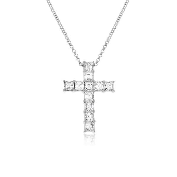 Asscher Diamond Cross Pendant