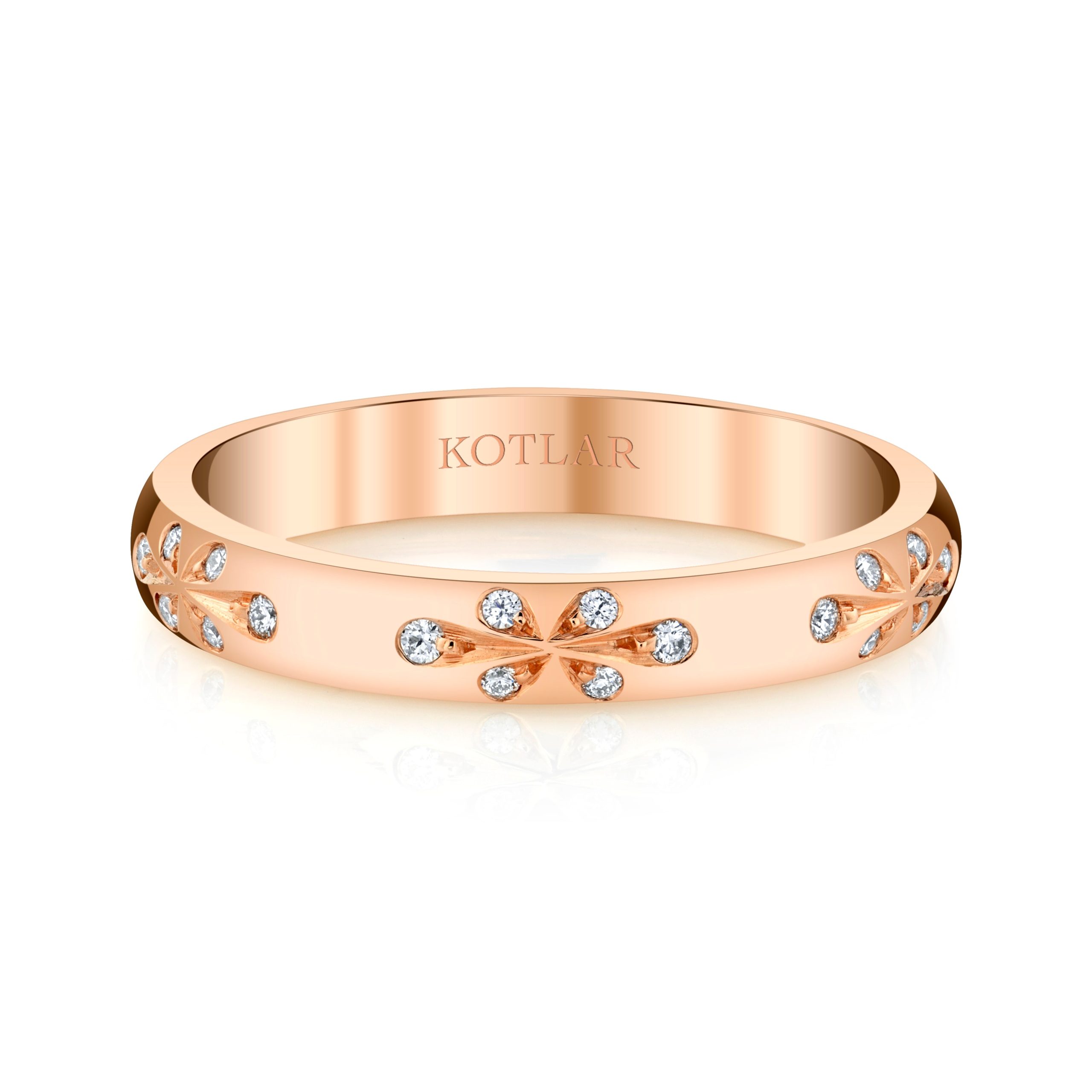 Harry Kotlar Floral Diamond Wedding Band in 18K Rose Gold