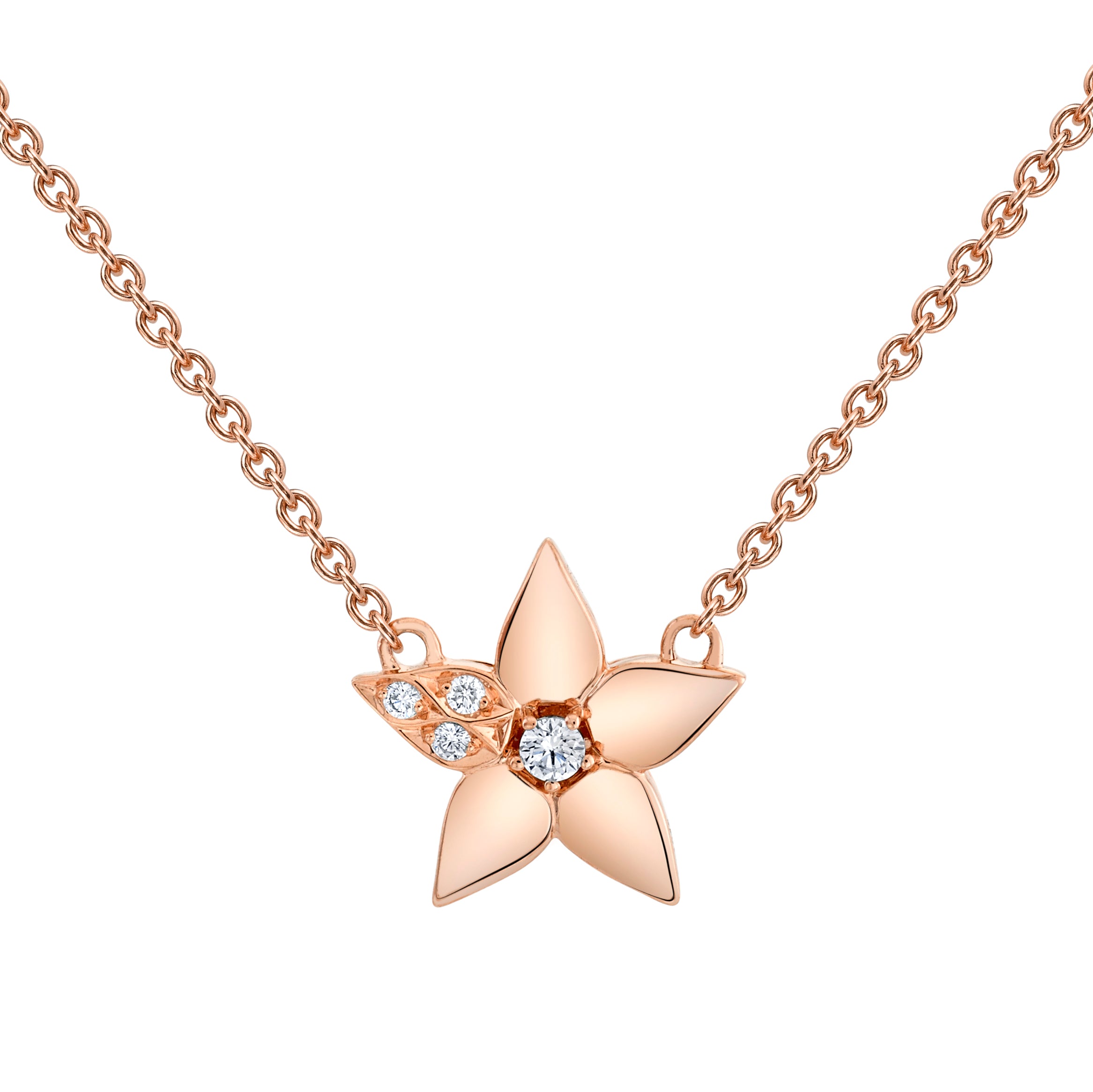 Harry Kotlar 18K Rose Gold Star Necklace with Diamond Accents