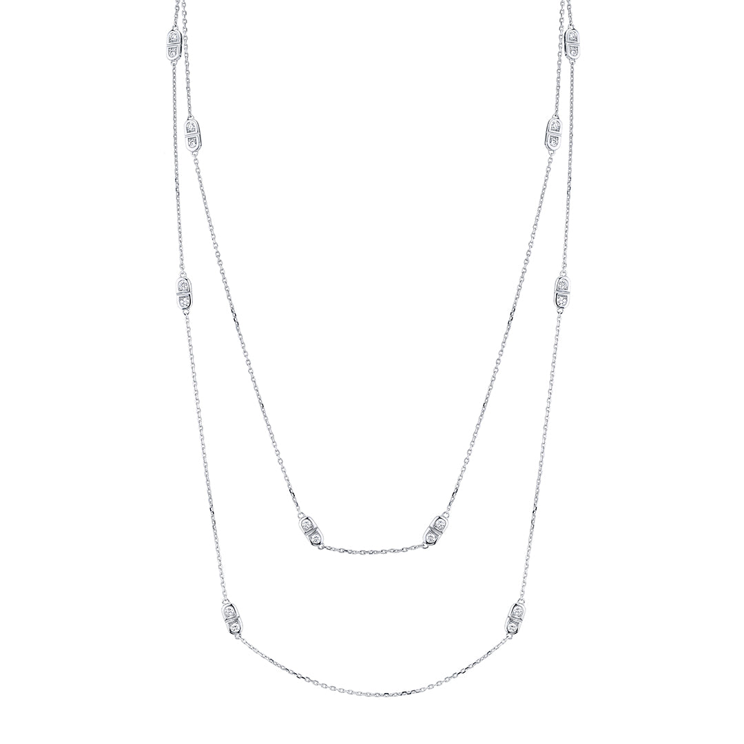 Harry Kotlar 36" Diamond Station Necklace in 18K White Gold