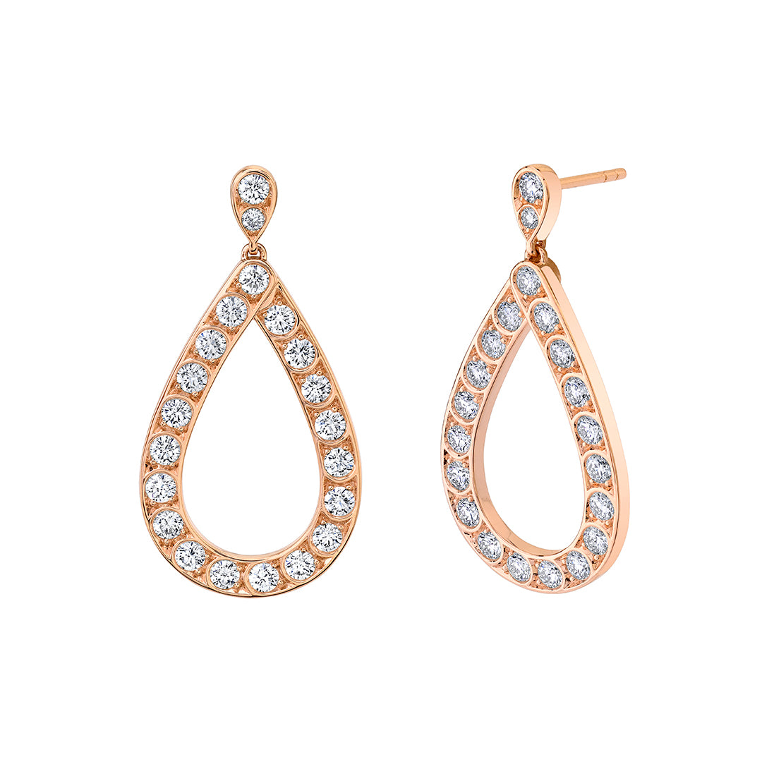 Harry Kotlar 18K Rose Gold Diamond Teardrop Dangle Earrings