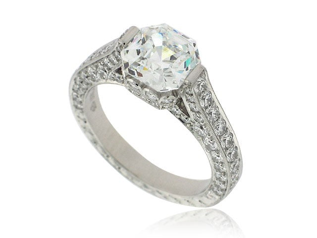 JACK KELEGE PLATINUM 1.65CT DIAMOND SEMI MOUNT WITH ASCHER CUT CZ