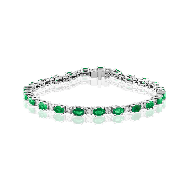 Moyer Collection 14KW Gold 5.50ctw Emerald & 1.10ctw Diamond Tennis Bracelet - BR5692-WGSE