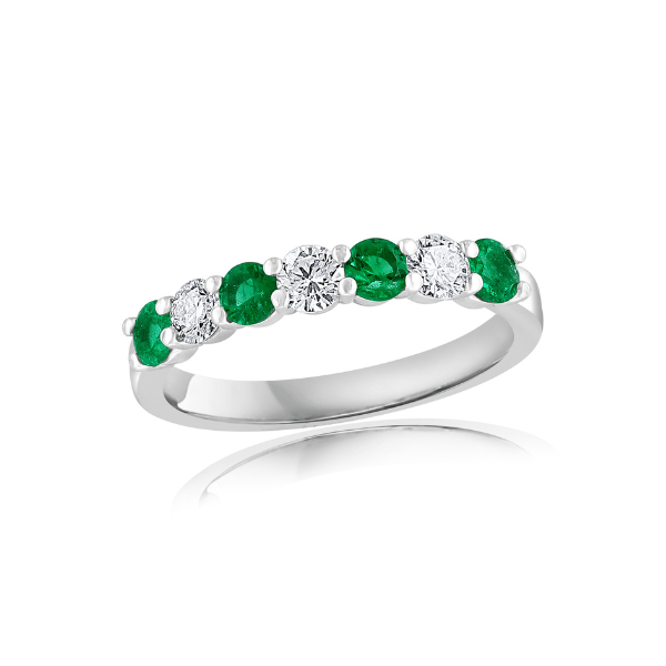 Moyer Collection 14KW Gold 0.92ctw Emerald & Diamond Band - R7392-HWGE4