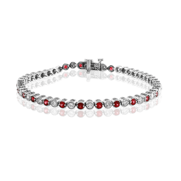 Moyer Collection 14KW Gold 1.76ctw Ruby & 1.75ctw Diamond Tennis Bracelet - BR7151-3WGR