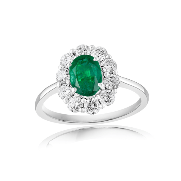 Moyer Collection 14KW Gold Emerald & Diamond Ring - R2058-WGE