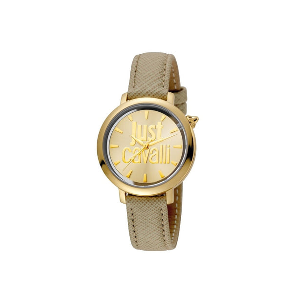 Just Cavalli Women's JC1L007L0025 Logo Beige Leather Watch