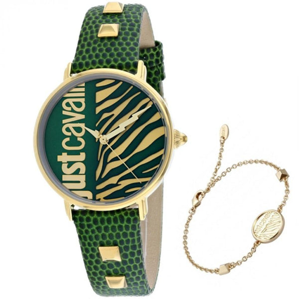 Just Cavalli Women's JC1L077L0035 Zebra Green Leather Watch