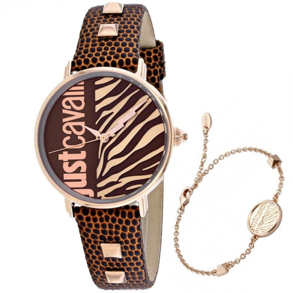 Just Cavalli Women's JC1L077L0045 Zebra Brown Leather Watch