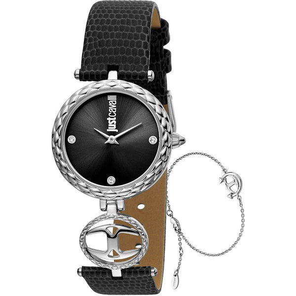 Just Cavalli Women's JC1L103L0015 JC Mini Black Leather Watch