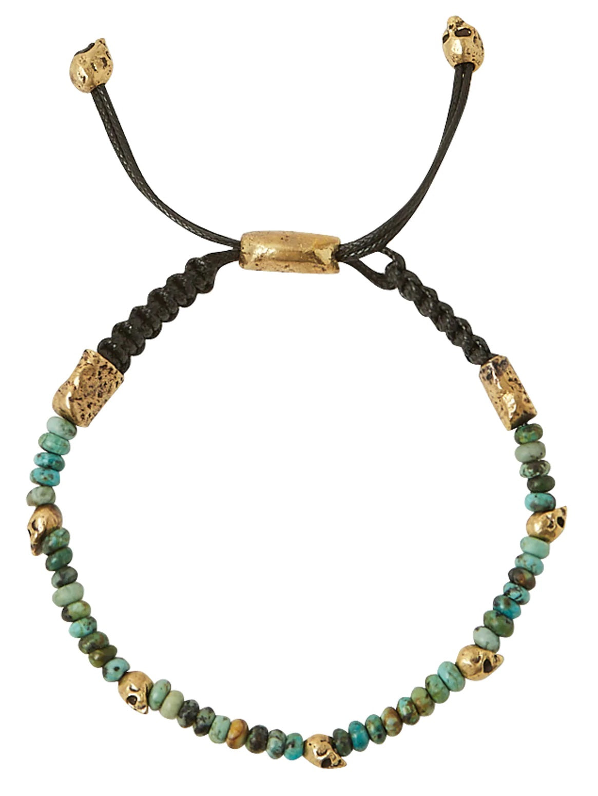 SKULL BRASS SLIDER BRACELET WITH TURQUOISE