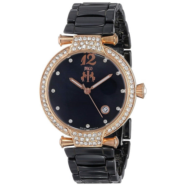 Jivago Women's JV2215 Bijoux Crystal Black Ceramic Watch