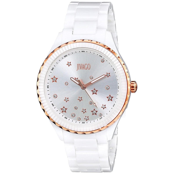 Jivago Women's JV2412 Sky Crystal White Ceramic Watch